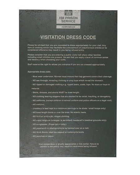 Prison Sign Visitation Dress Code 